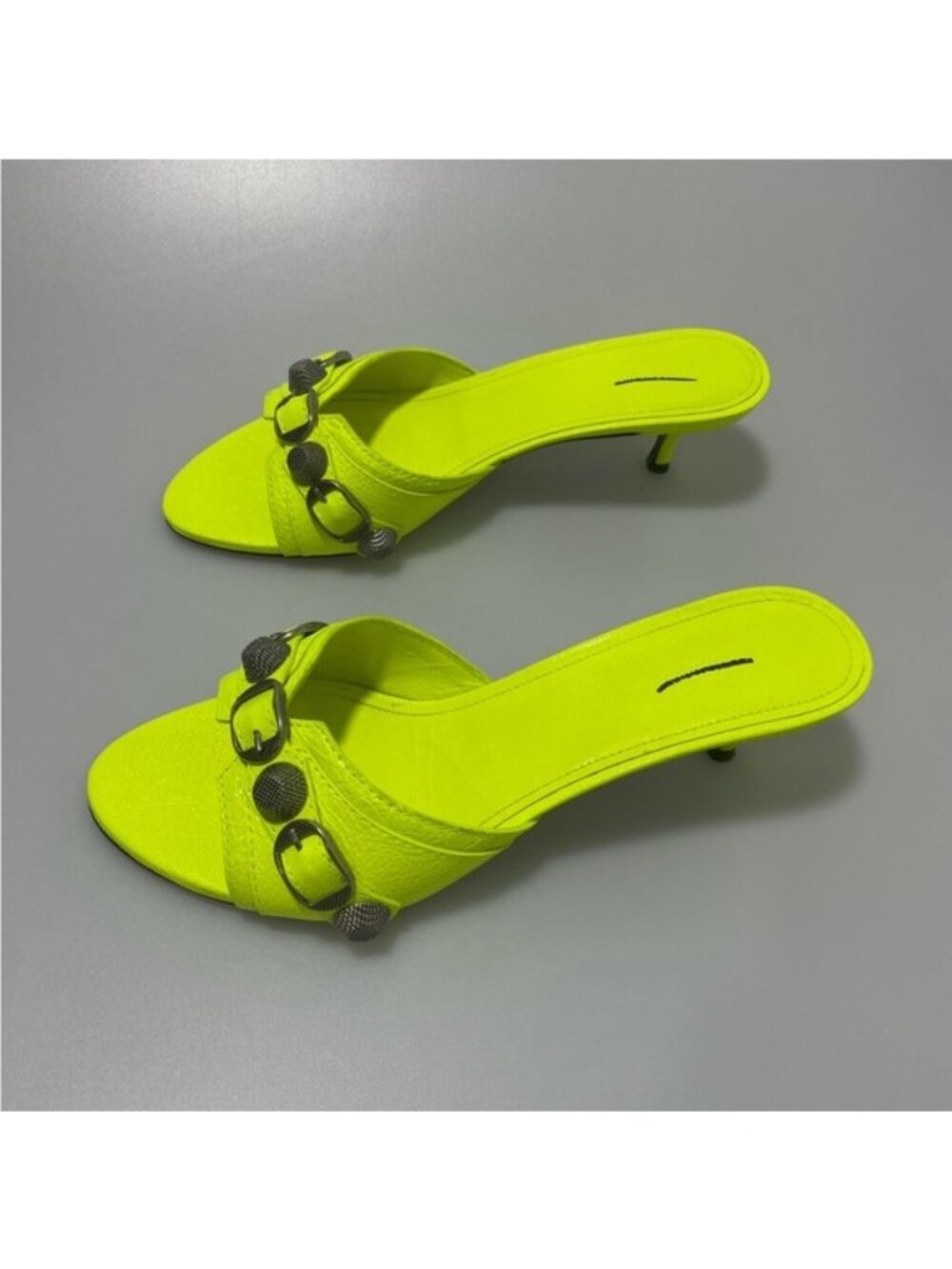 Balenciaga Cagole 50mm Sandal Lambskin Fluo Yellow Women’s EU 37/US 7 - Picture 2 of 7